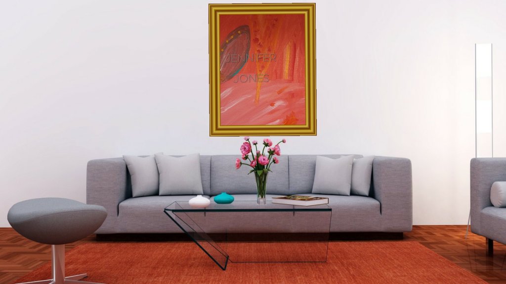 "Reflections" Acrylic Abstract Painting by Jennifer Jones contains mostly orange, yellow and white colors with gray and tinges of blue.
