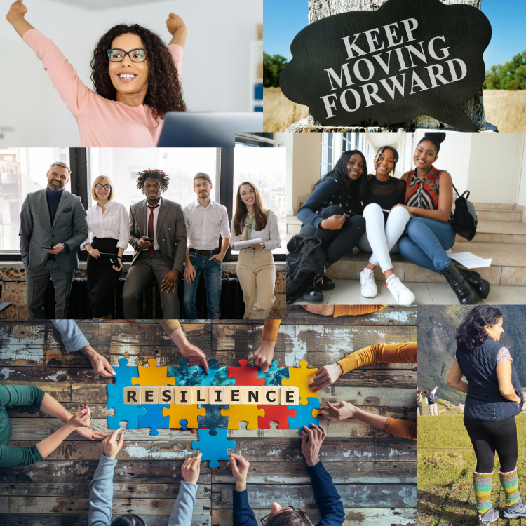 This is a collage of different people exemplifying the idea of "resilience."  